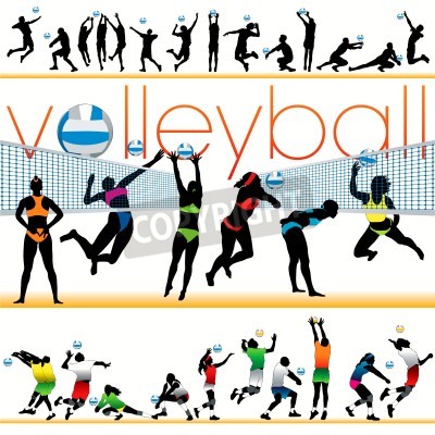 Poster Volleyball players silhouettes set