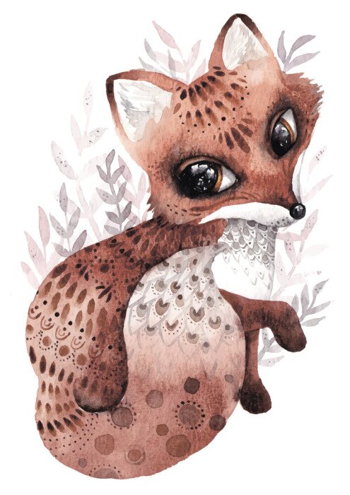 Poster Vos met etnische versieringen