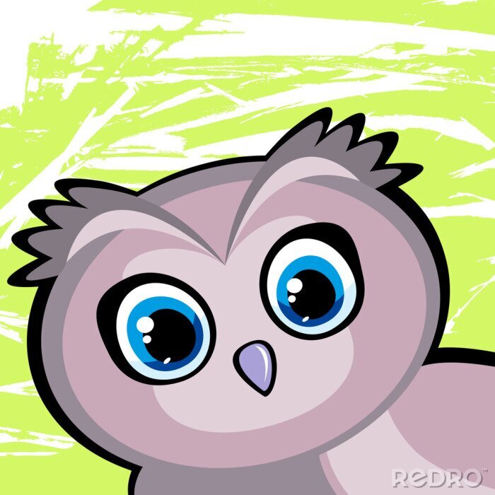 Poster Vriendelijke uil op een groene achtergrond
