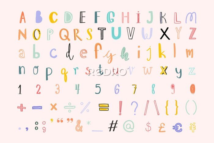 Poster Vrolijk kleurrijk alfabet