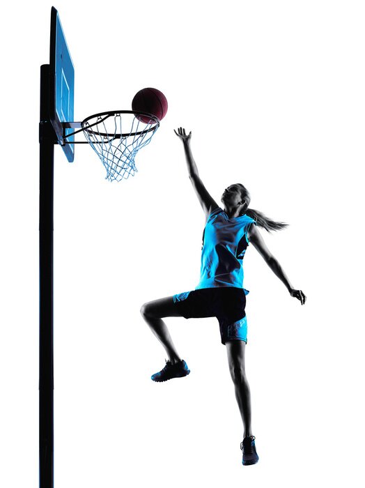 Poster vrouw basketbalspeler silhouet