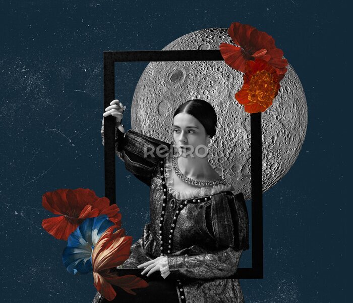 Poster Vrouw en de maan