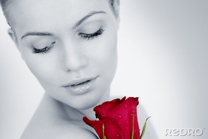 Poster Vrouw en roos