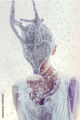 Poster Vrouw met een hertenmasker