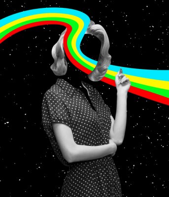 Poster Vrouw met een regenboogcollage
