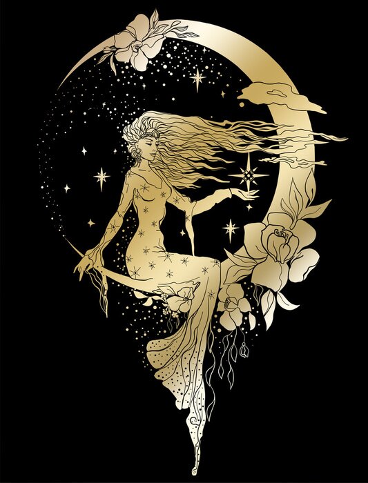 Poster Vrouw op de maan