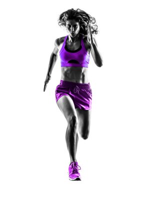 Poster Vrouw running jogger joggen silhouet