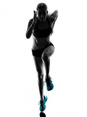 Poster Vrouw running jogger joggen silhouet