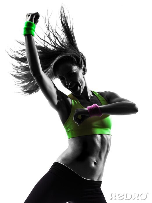 Poster vrouw uitoefenen fitness zumba dansen silhouet
