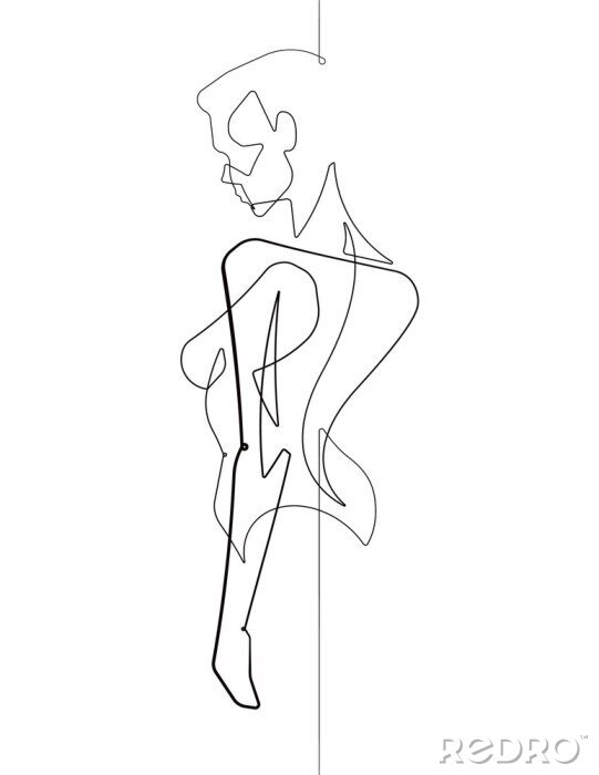 Poster Vrouwelijke figuur met haar rug naar haar toe