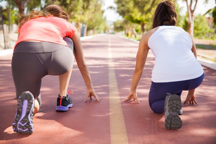 Poster Vrouwelijke lopers klaar om te gaan