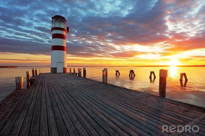 Poster Vuurtoren op een brede pier
