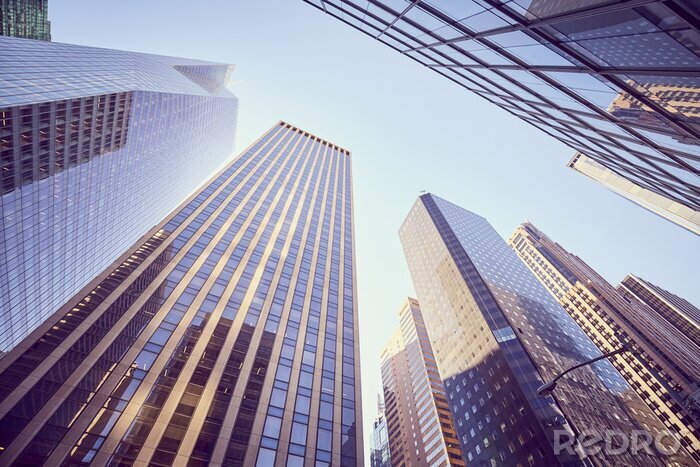 Poster Wall Street wolkenkrabbers in de ochtend