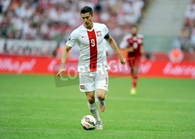 Poster Warschau Polen 17 juni 2015: Euro 2016 France Football Cup Qualifiers Schotland vs Georgiaop Robert Lewandowski