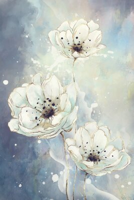 Poster waterverftekening van bloemen in zachte kleuren