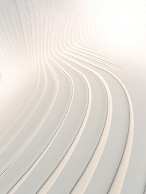 Poster Wave bend white abstract background surface. Digital illustration. 3d rendering