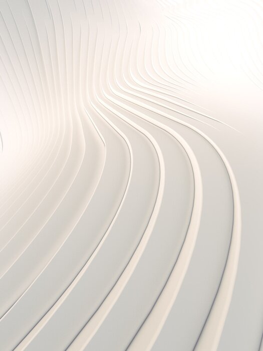 Poster Wave bend white abstract background surface. Digital illustration. 3d rendering