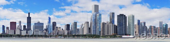 Poster Weids panorama van Chicago