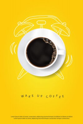 Poster Wekker met een kopje koffie