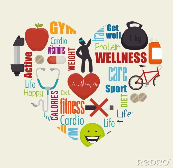 Poster Wellness gezonde levensstijl pictogrammen