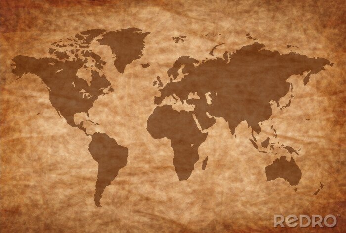 Poster Wereldkaart in sepia