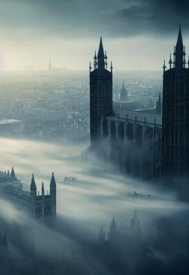 Poster Westminster in de mist