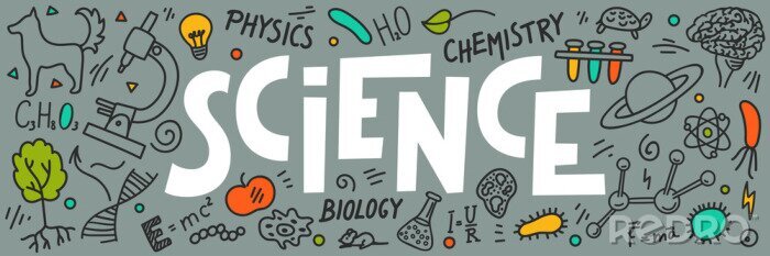 Poster Wetenschap doodles met letters