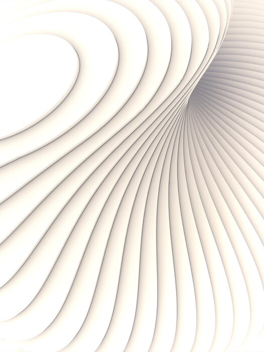 Poster White striped futuristic pattern surrounded by light mist. Computer generated geometric shape. 3d render illustration