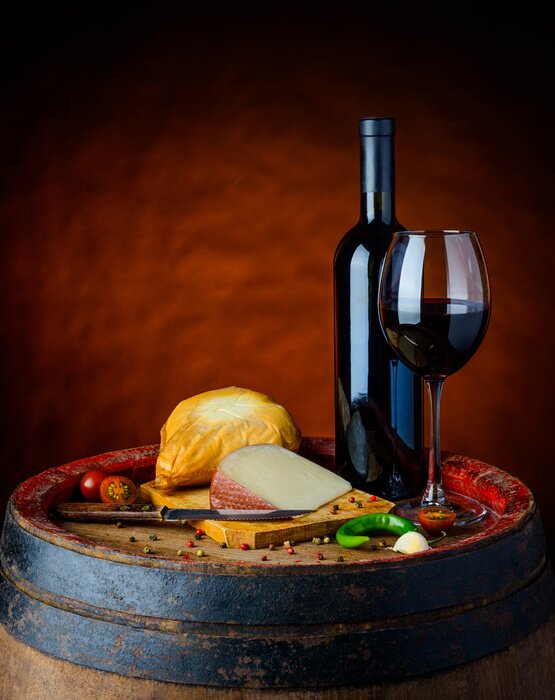 Poster Wijn en kaas