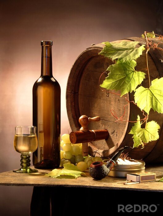 Poster Wijnmakerij met witte wijn