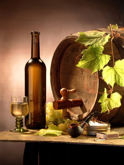 Poster Wijnmakerij met witte wijn