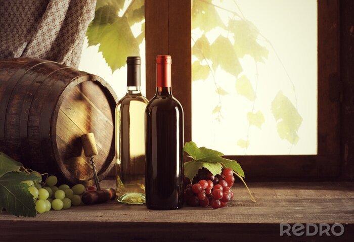 Poster Wijnvat en druif