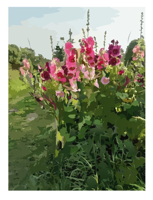 Poster Wilde de waterverf mooie vectorillustratie van het bloemenlandschap