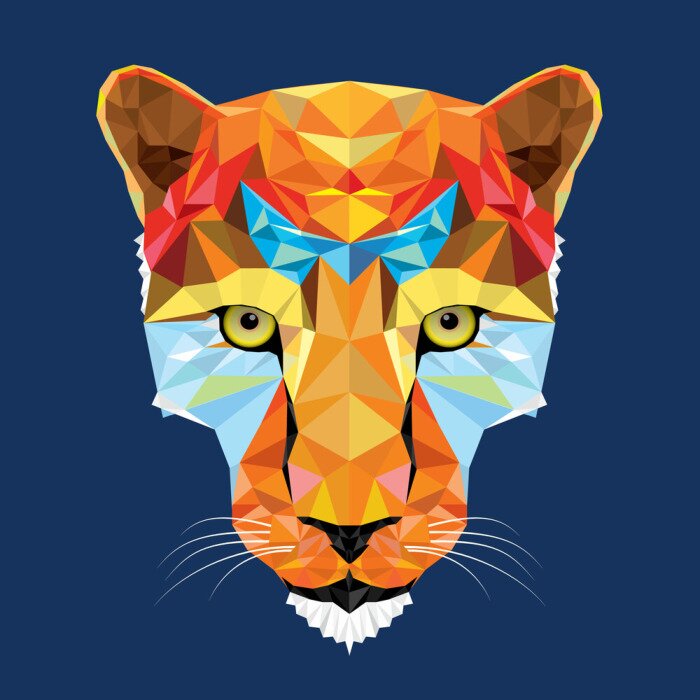 Poster wilde kat luipaard in geometrisch patroon, vector