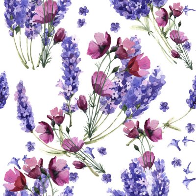 Wildflower lavendel bloempatroon in een aquarel stijl geïsoleerd.