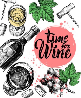 Poster Wine sketch illustration