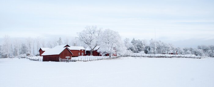 Poster Winterlandschap met boerderij