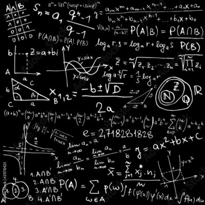 Poster Wiskundige vergelijkingen op een schoolbord