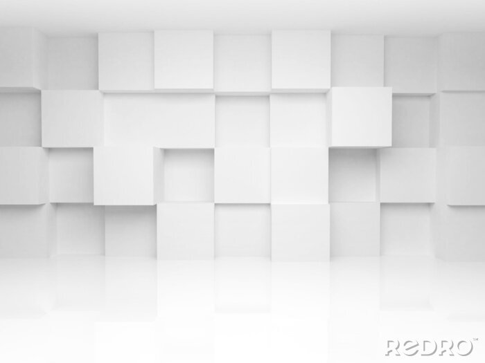 Poster Wit ruimtelijk mozaïek