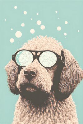 Poster Witte hond met bril