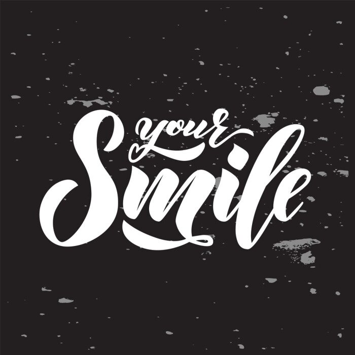 Poster Witte inscriptie glimlach op een zwarte achtergrond