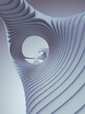 Poster Witte streep patroon futuristische achtergrond. 3D render illustratie