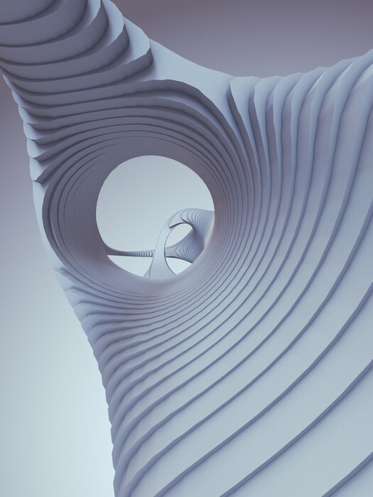 Poster Witte streep patroon futuristische achtergrond. 3D render illustratie