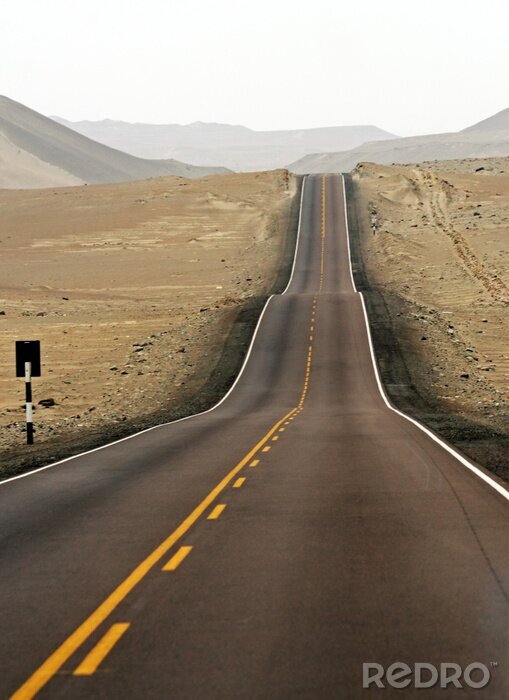 Poster Woestijn en asfaltweg