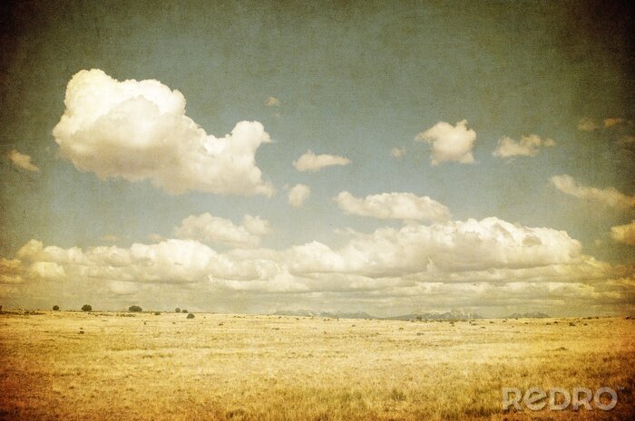 Poster Wolken in de lucht retro stijl