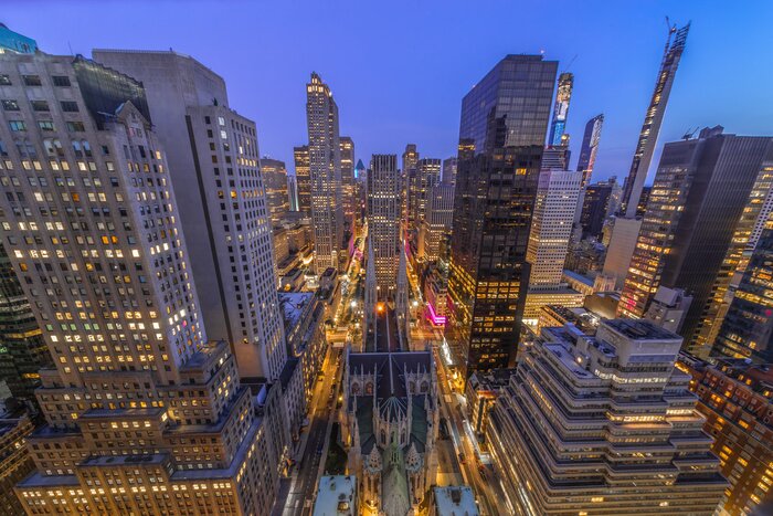 Poster Wolkenkrabbers 's nachts