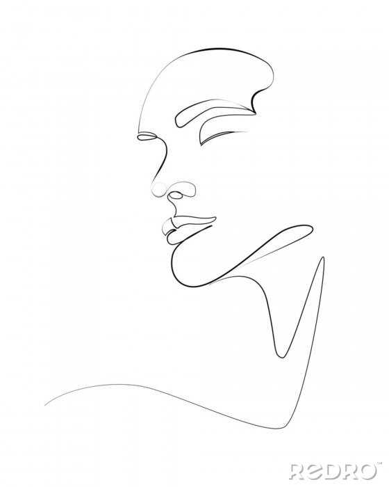 Poster woman face one line art 2