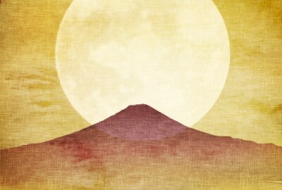 Poster 富士山　年賀状　日の出　背景