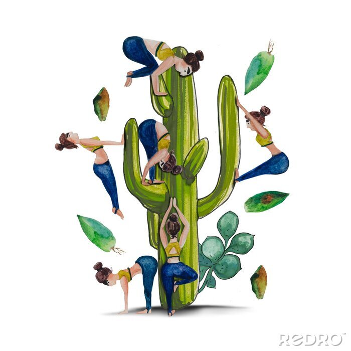 Poster Yoga en cactus