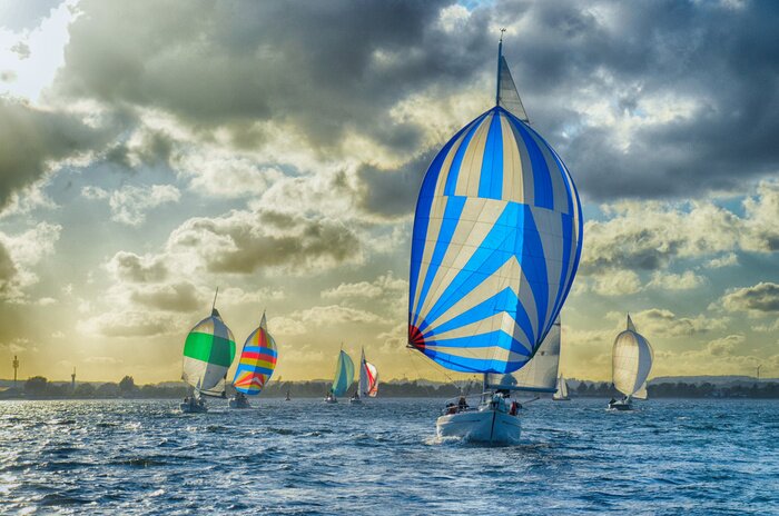 Poster Zeegezichten met boten